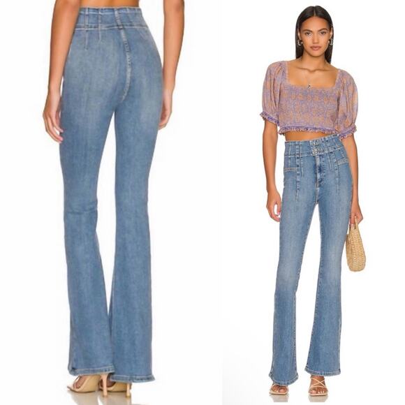 Free People X We The Free‎ Women's Light Blue Jayde Flared Jeans Size 27 - Picture 1 of 12